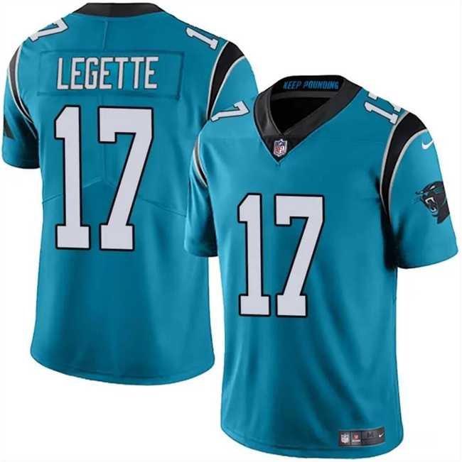 Men & Women & Youth Carolina Panthers #17 Xavier Legette Blue 2024 Draft Vapor Limited Stitched Jersey